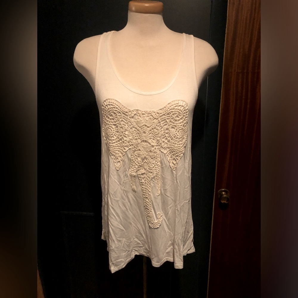 Bear Dance Cream Elephant Design Tank Top